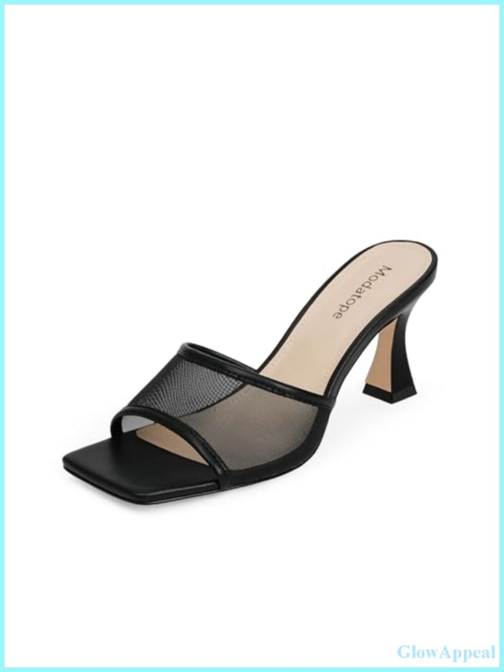 Women's Slip-On Mules Heels Open Square Toe Mesh Block Chunky Heel Dress Shoes